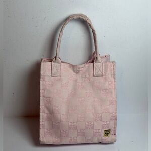 MCM Pink Monogram Small Tote Bag